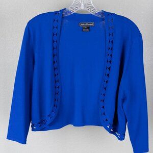 Jessica Howard Royal Blue Open Front Cropped Cardigan Sweater XL